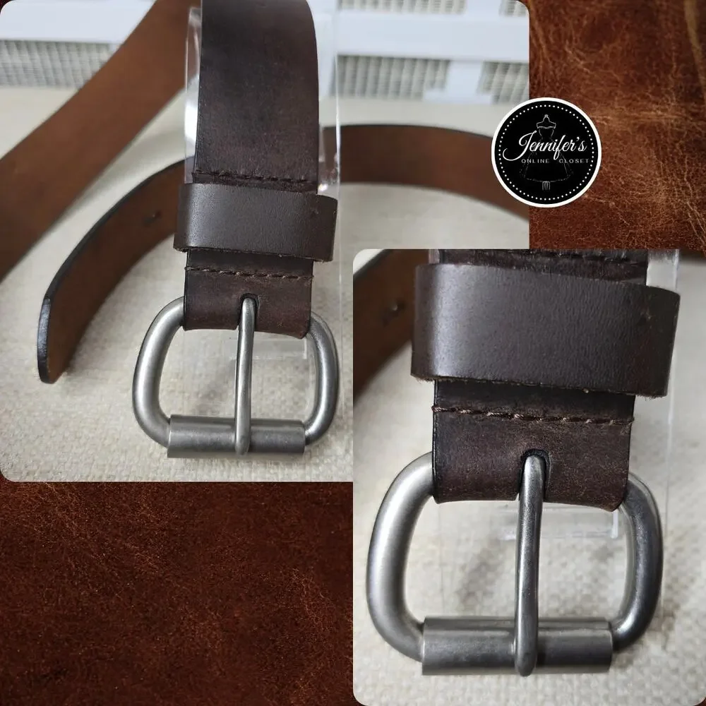 Cabela's Men's Brown Genuine Leather Belt with Silver Buckle Size 42